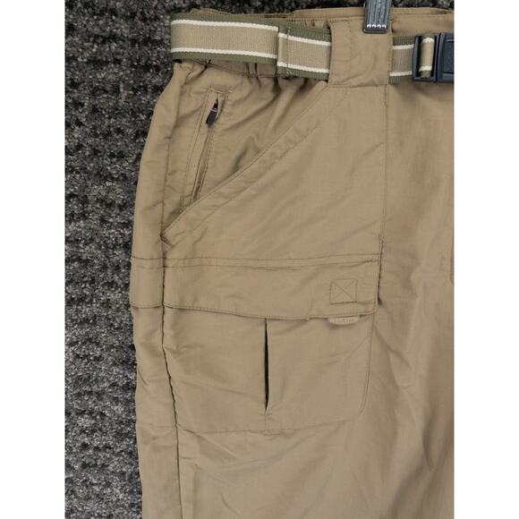 LL Bean Pants Womens Large Beige Tropicwear Capri Elastic Waist Belted Nylon NWT - Picture 3 of 12